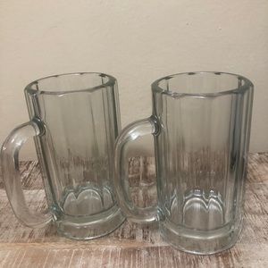Two glass beer mugs